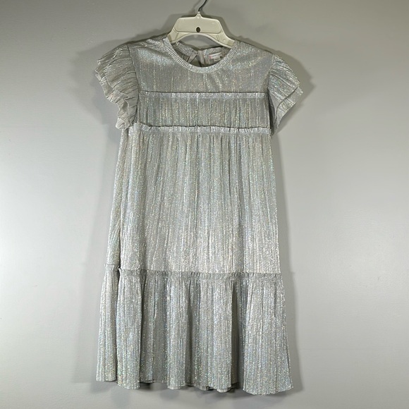 Crewcuts silver shimmer holographic dress size 12 - Picture 1 of 5